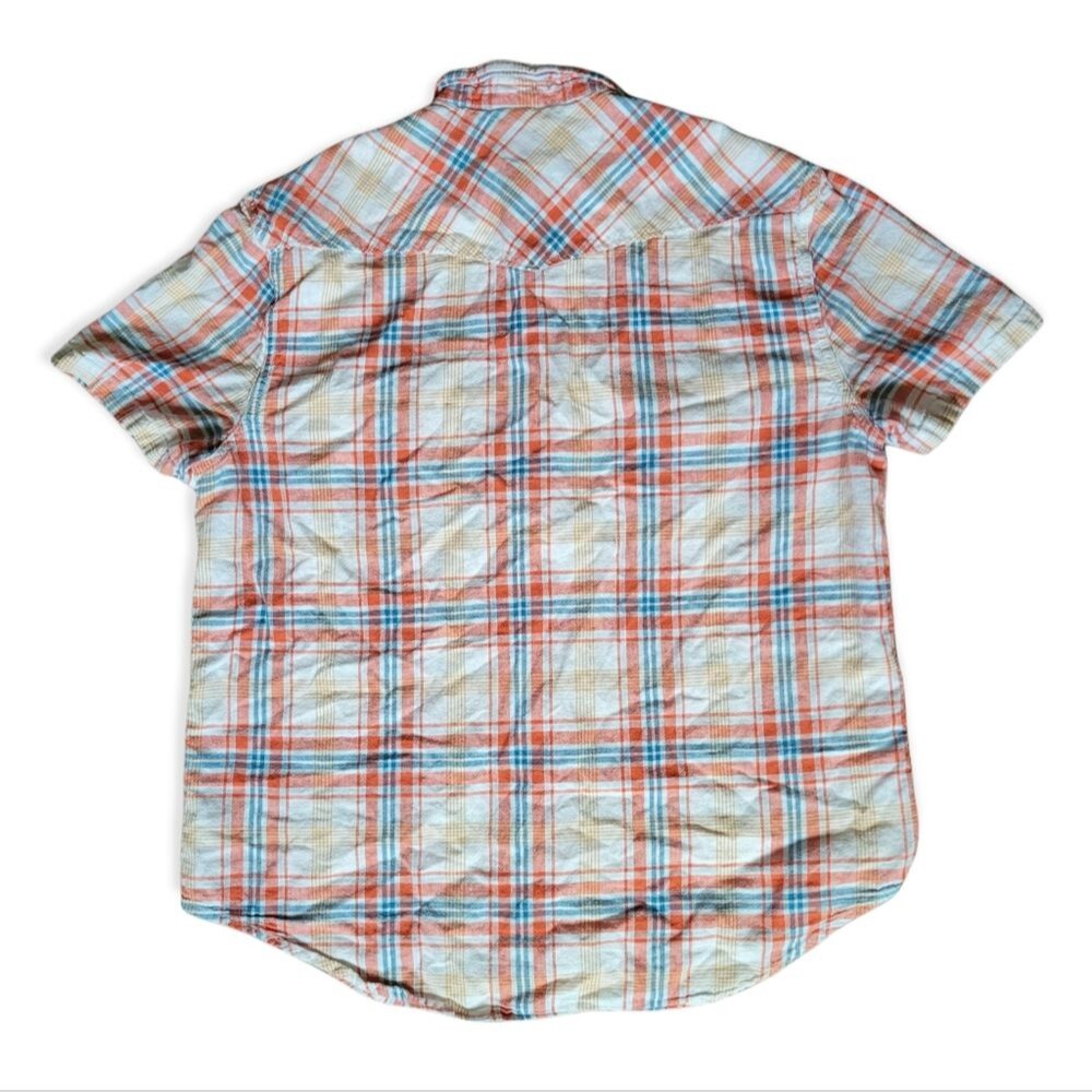 🎉🎉HP!🎈🎈Lucky Brand Plaid Short Sleeve Button-Down Shirt - L - Picture 3 of 6